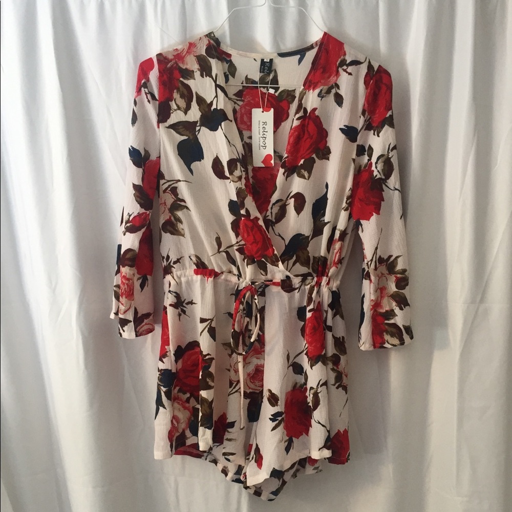 Floral Romper with Tie Waist